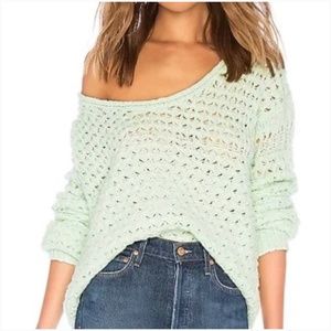 17. NWT Free People Crashing Waves Oversized Wool Blend Sweater Mint XS